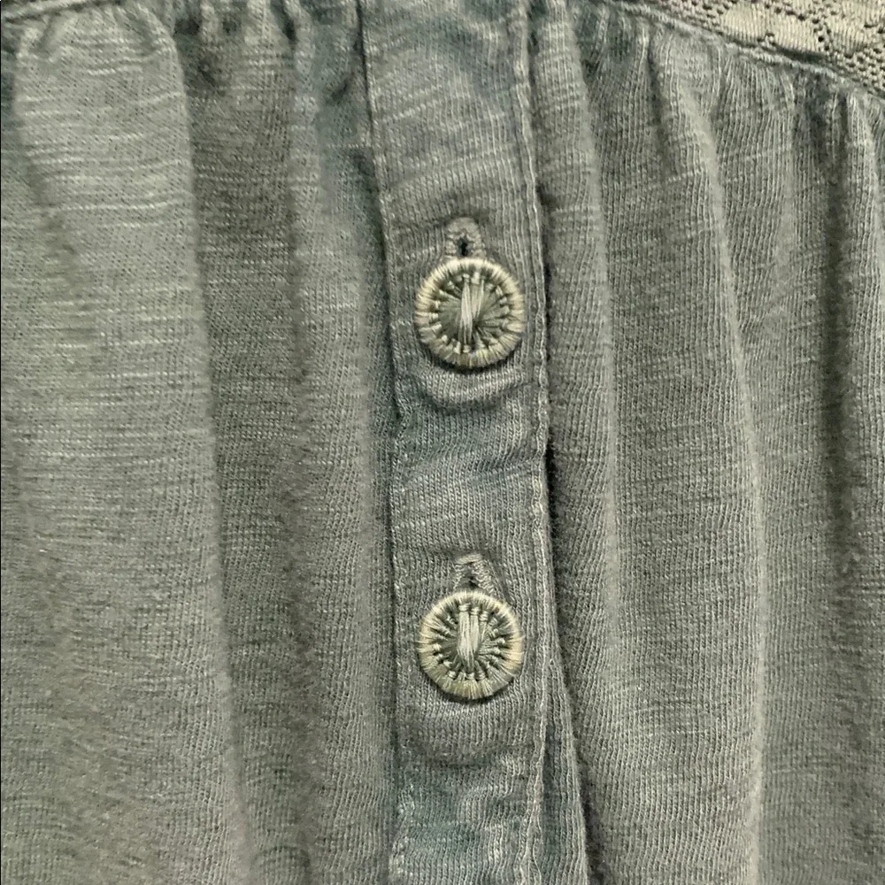 Sundance Green Boho Lace Panels Button Neck Tank Top Size Small - Picture 3 of 9
